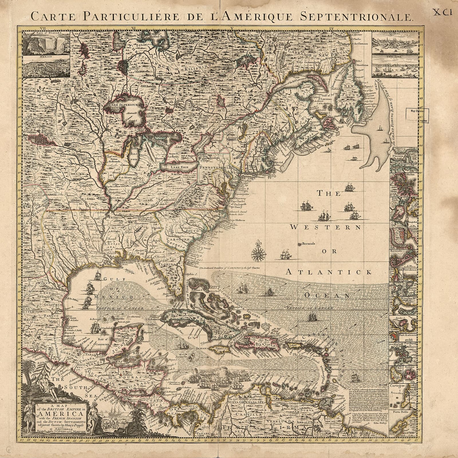 A Map of the British Empire in America with the French, Spanish and Dutch Settlements Adjacent Thereto