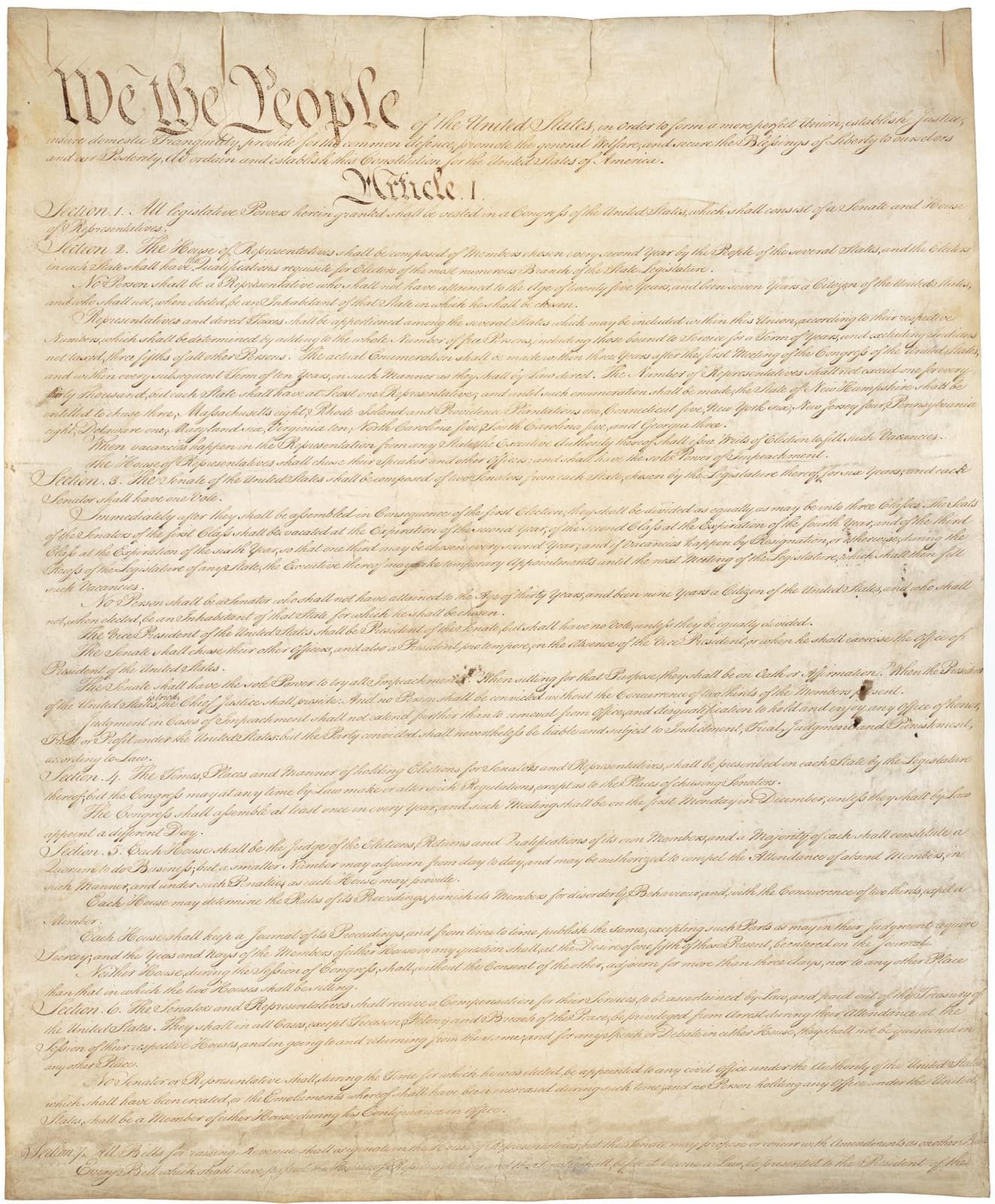 Constitution of the United States, page 1